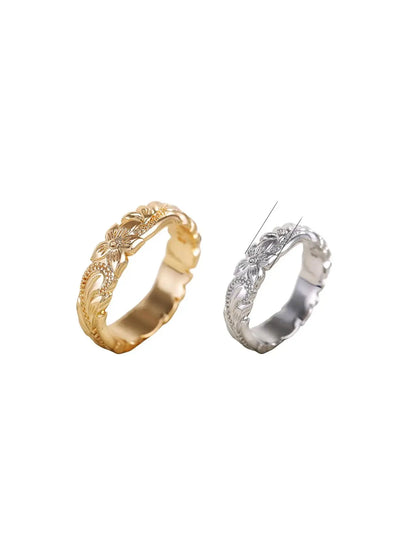 Engraved Flower Ring